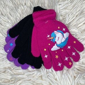 3 Pack Girls Winter Gloves